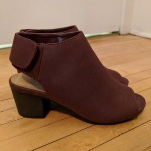 Burgundy Peep-toe Slingbacks